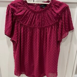 J. Crew Rich Pink Textured Blouse